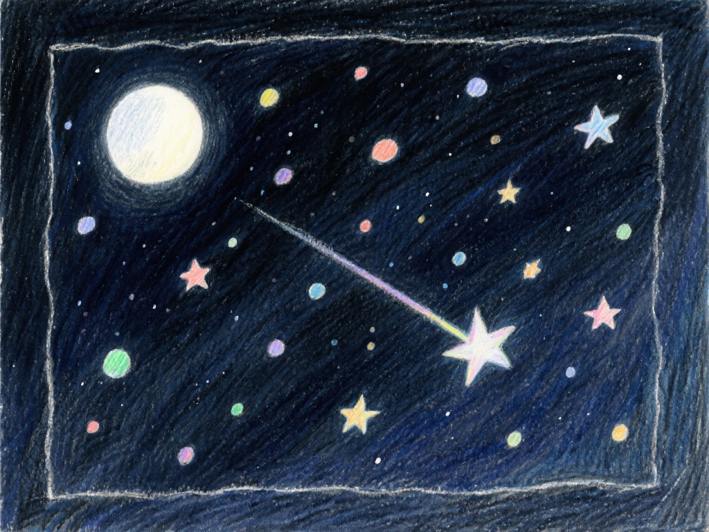 星空的绘制并不复杂，关键在于营造氛围。用铅笔轻轻勾